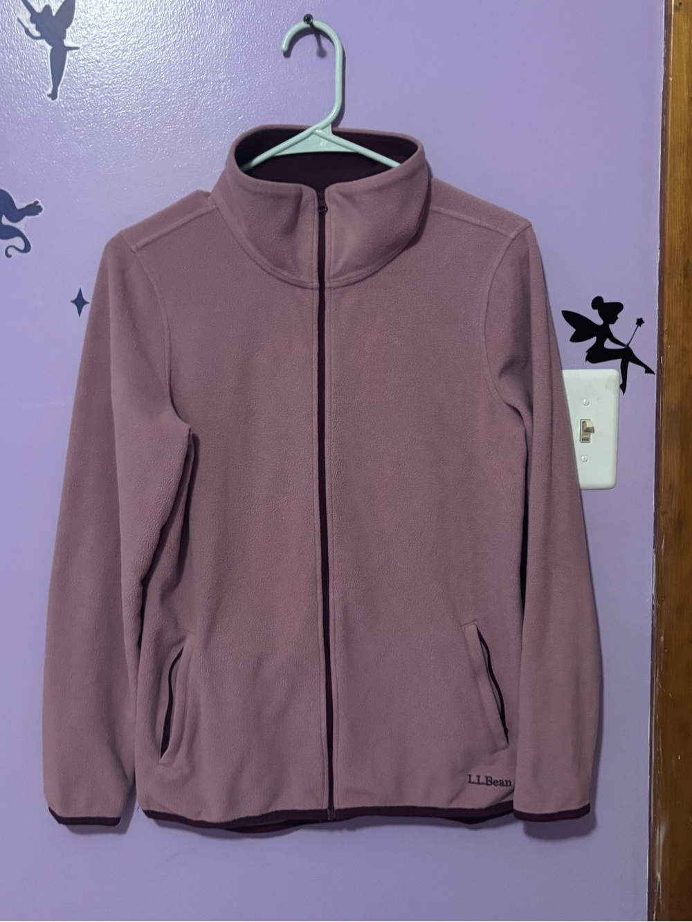 L.L.Bean Mauve-Taupe Fleece Jacket with Dark Trim